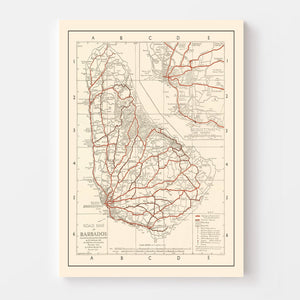 Vintage Map of Barbados 1956