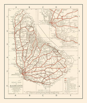 Vintage Map of Barbados 1956