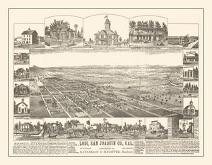 Vintage Map of Lodi, California 1870
