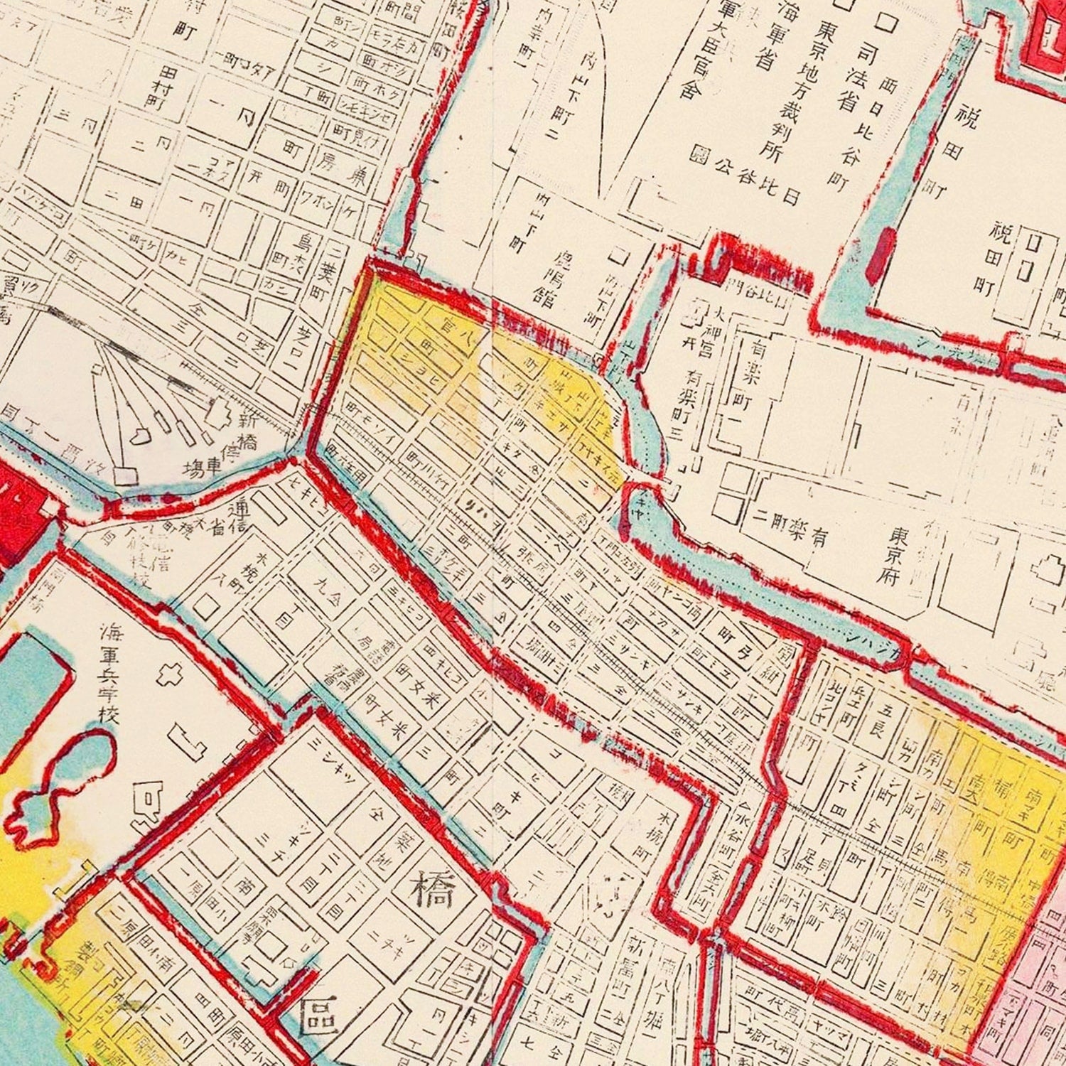 Vintage Map of Tokyo, Japan 1895