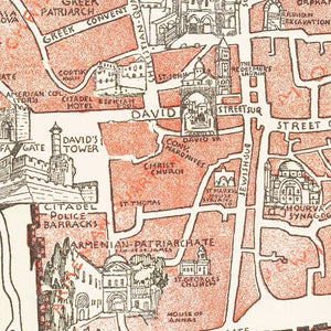 Vintage Map of Jerusalem, Israel 1935