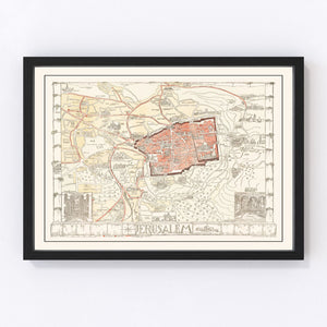 Vintage Map of Jerusalem, Israel 1935