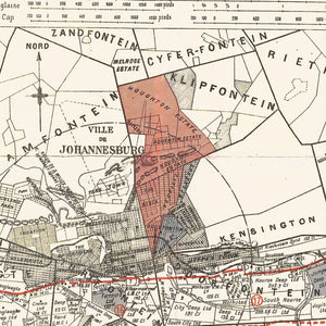 Vintage Map of Johannesburg, South Africa 1902