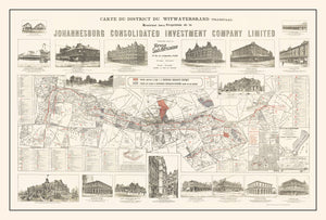 Vintage Map of Johannesburg, South Africa 1902