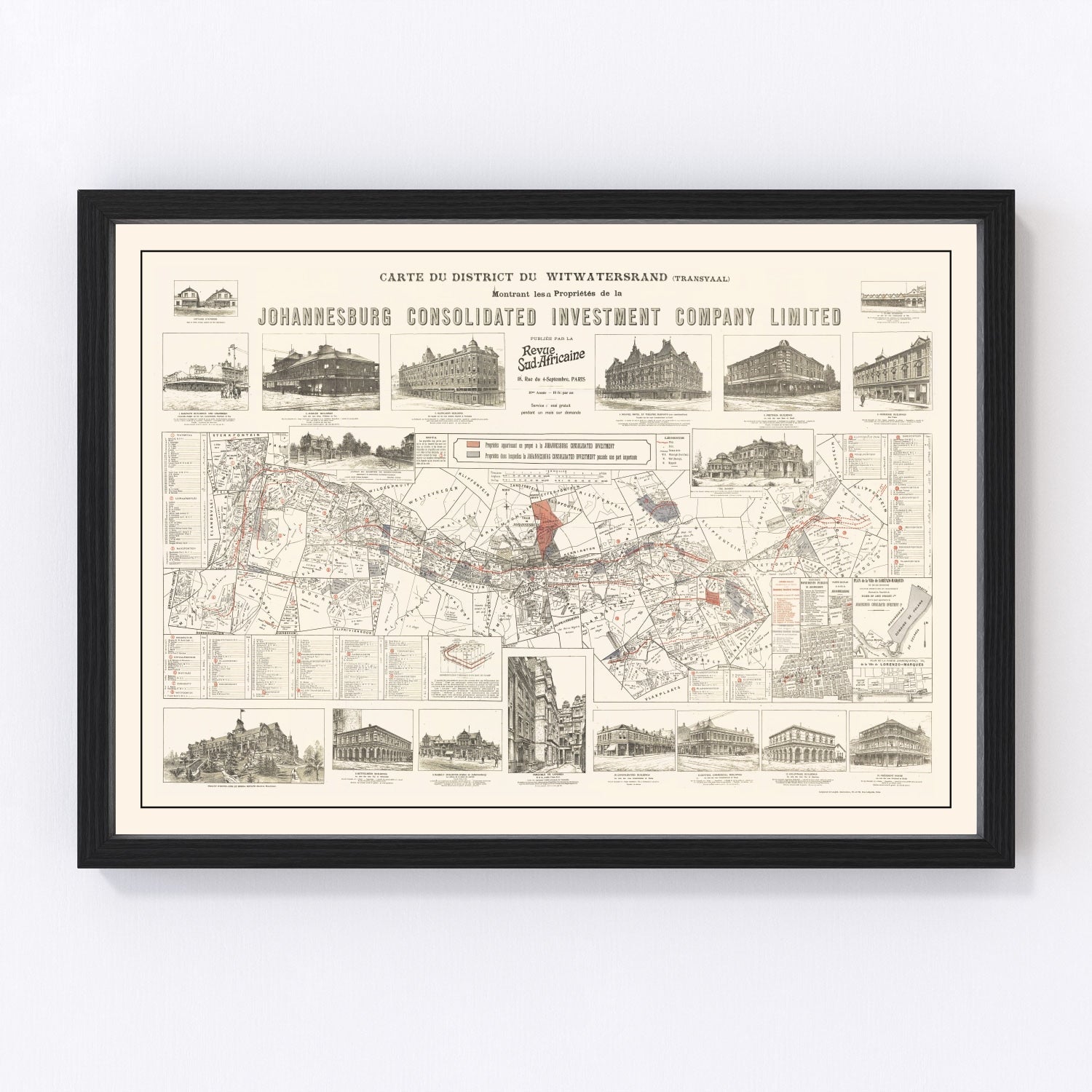 Vintage Map of Johannesburg, South Africa 1902