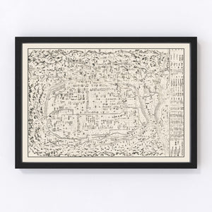 Vintage Map of Kyoto, Japan 1812