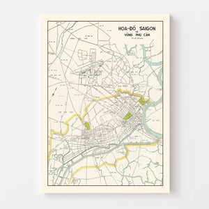 Vintage Map of Saigon, Vietnam 1968