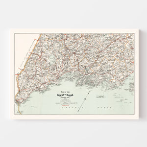 Vintage Map of Coast of Maine 1893