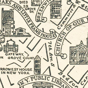 Vintage Map of Greenwich Village, New York 1934