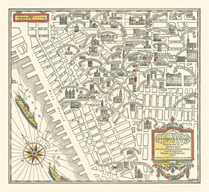 Vintage Map of Greenwich Village, New York 1934