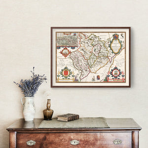 Vintage Monmouthshire Map 1676