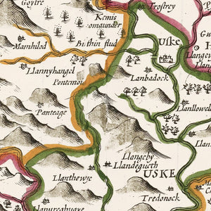 Vintage Monmouthshire Map 1676