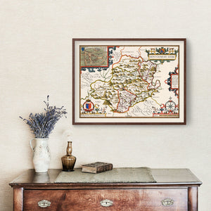 Vintage Montgomeryshire Map 1646