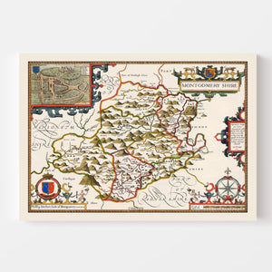 Vintage Montgomeryshire Map 1646
