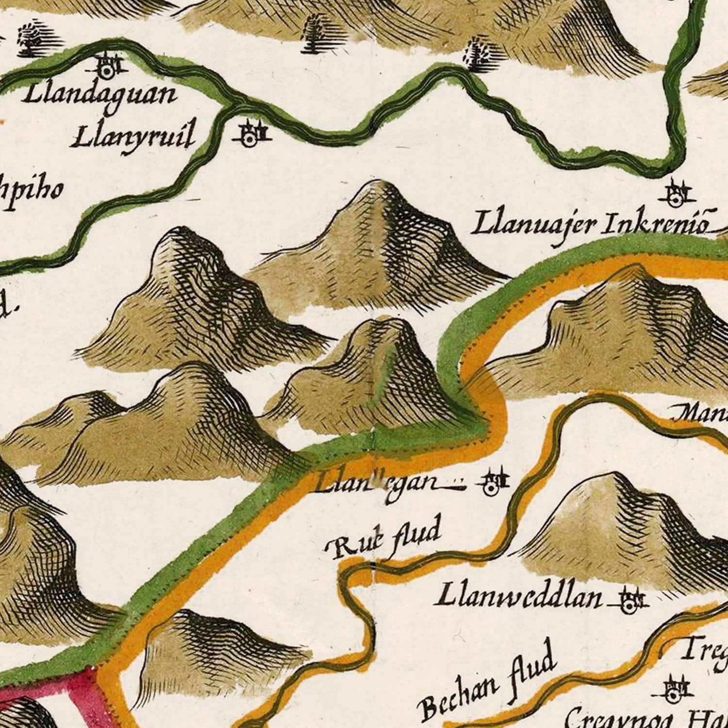Vintage Montgomeryshire Map 1646