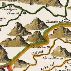 Vintage Montgomeryshire Map 1646