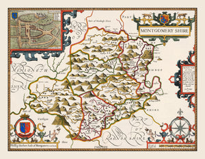 Vintage Montgomeryshire Map 1646