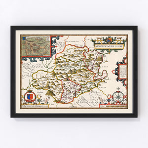 Vintage Montgomeryshire Map 1646