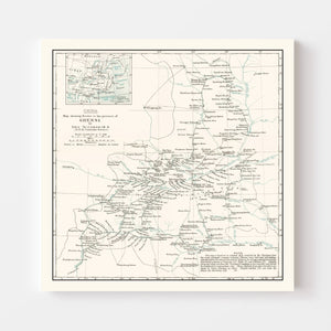 Vintage Shaanxi, China Map 1918