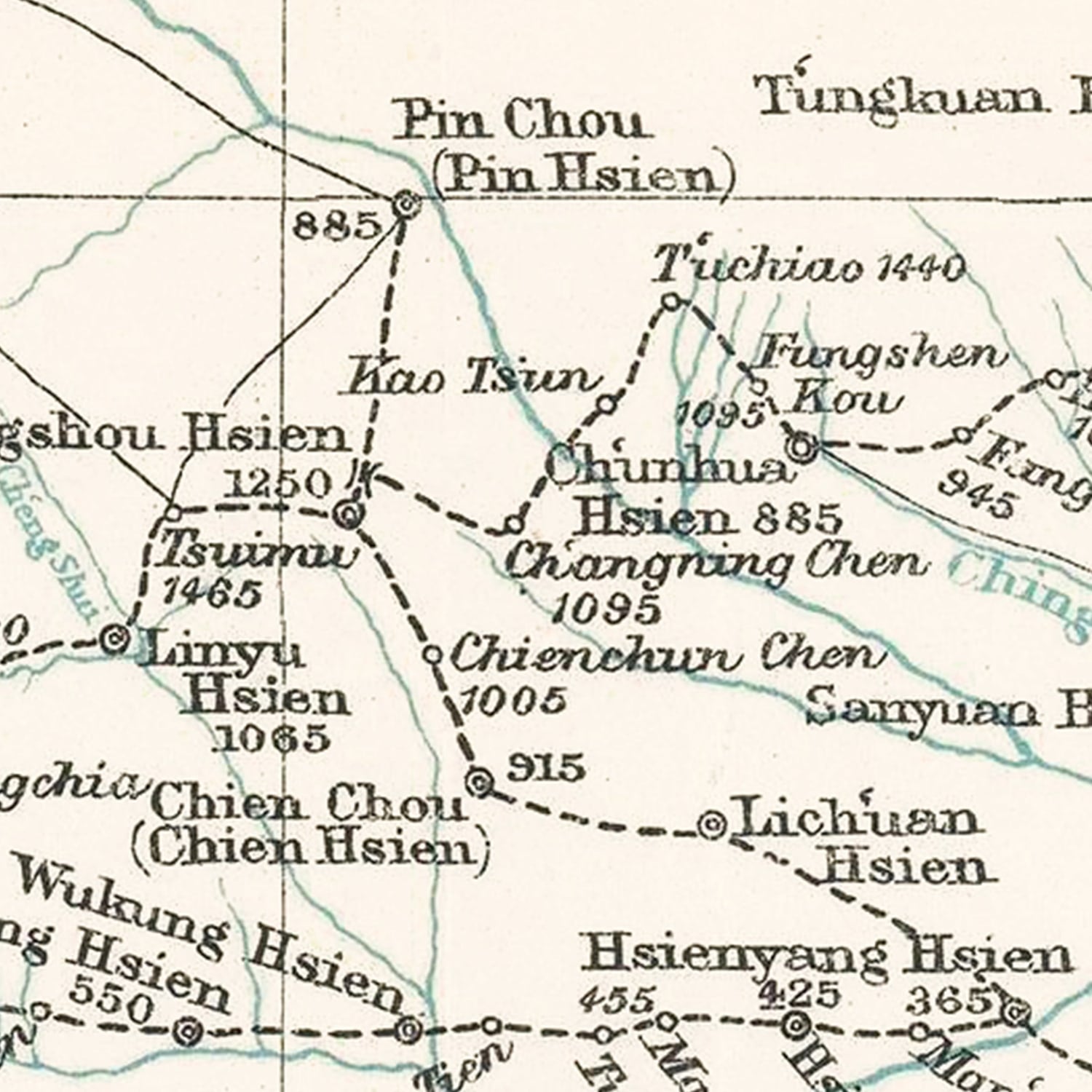 Vintage Shaanxi, China Map 1918