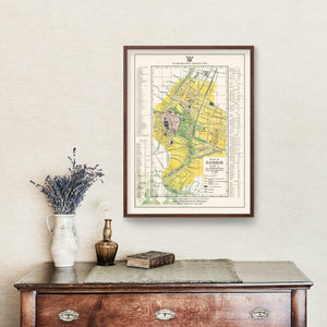 Vintage Map of Bangkok, Thailand 1928