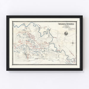 Vintage Chickamauga Battlefield Map 1895