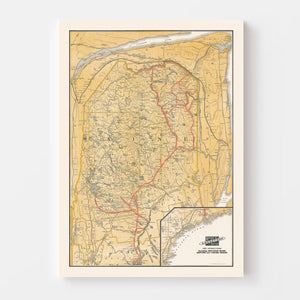 Vintage Railroad Map of Maine 1915