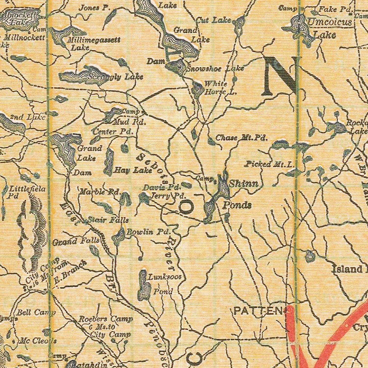 Vintage Railroad Map of Maine 1915