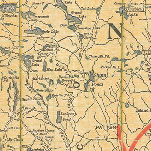 Vintage Railroad Map of Maine 1915