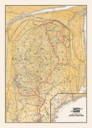 Vintage Railroad Map of Maine 1915