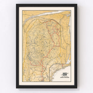Vintage Railroad Map of Maine 1915