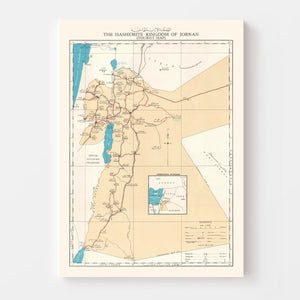 Vintage Hashemite Kingdom of Jordan Map 1955