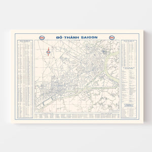 Vintage Map of Saigon, Vietnam 1968