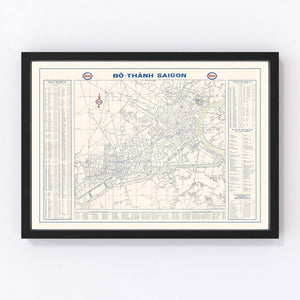Vintage Map of Saigon, Vietnam 1968