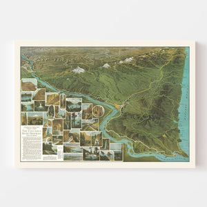Vintage Columbia River Highway Oregon Map 1925
