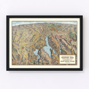 Vintage Hoover Dam & Lake Mead Map 1931