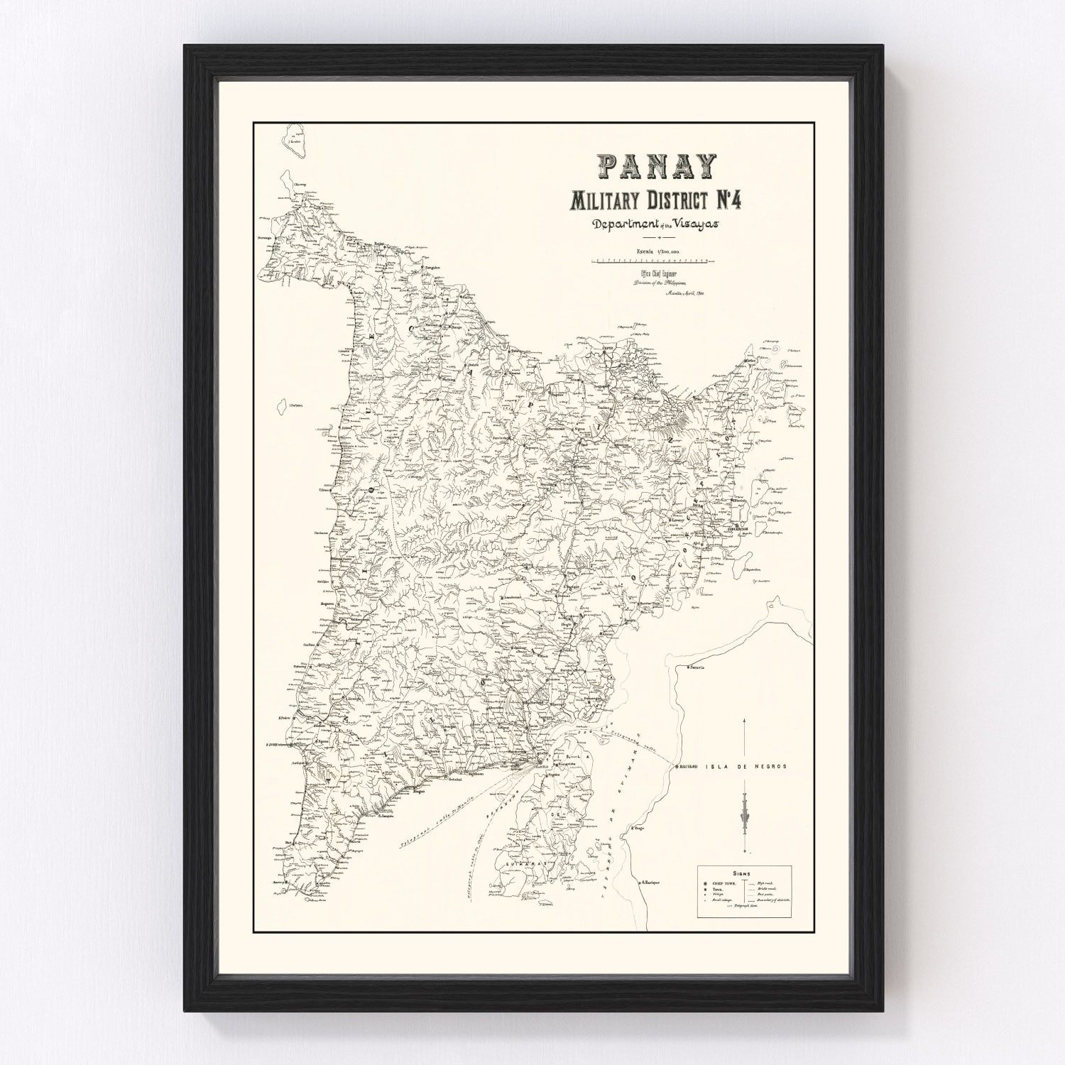 Vintage Panay, Philippines Map 1900