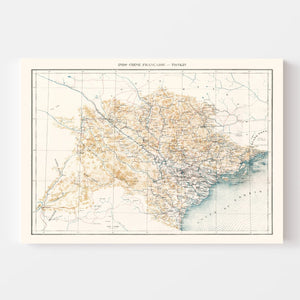 Vintage Tonkin, Vietnam Map 1889