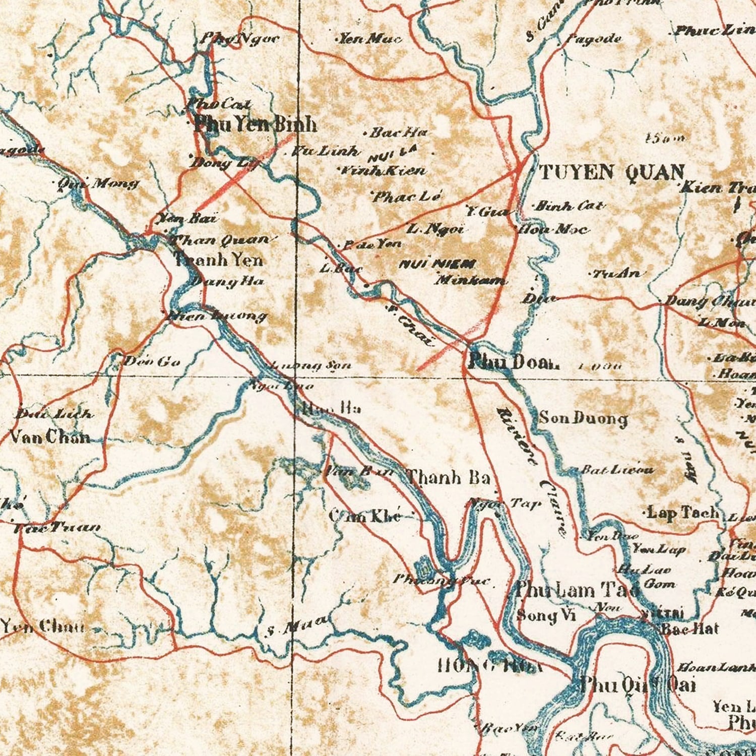 Vintage Tonkin, Vietnam Map 1889