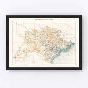 Vintage Tonkin, Vietnam Map 1889