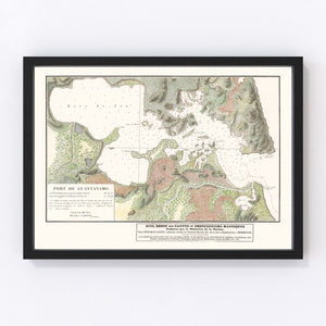 Vintage Guantanamo Bay Cuba Map 1830