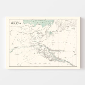 Vintage Map of Khiva, Uzbekistan 1875