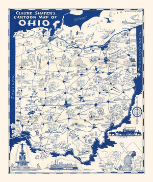 Vintage Map of Ohio 1939