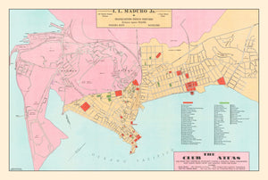 Vintage Map of Panama City, Panama 1950