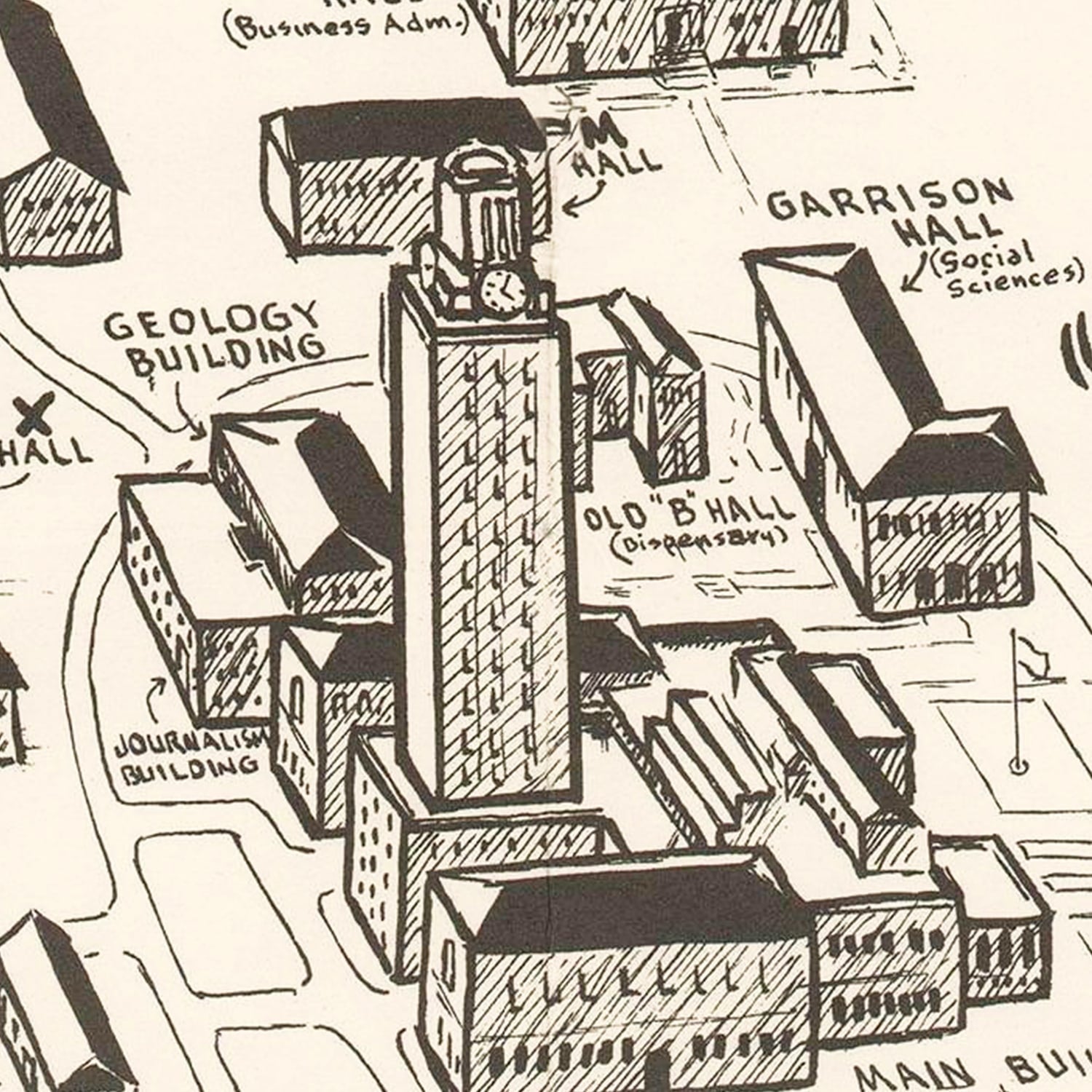 Vintage University of Texas in Austin Map 1945