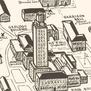 Vintage University of Texas in Austin Map 1945