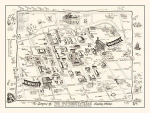 Vintage University of Texas in Austin Map 1945