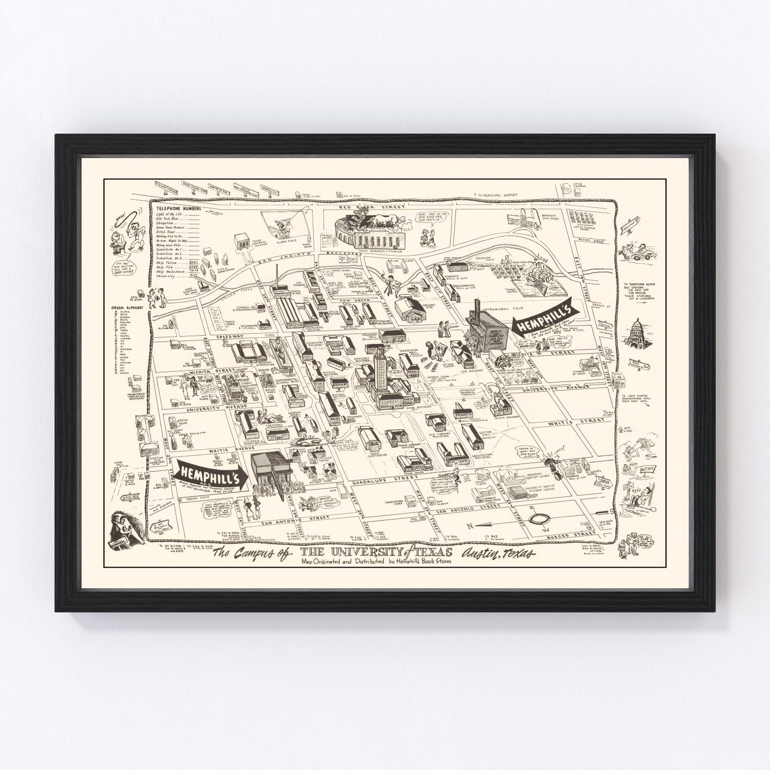 Vintage University of Texas in Austin Map 1945