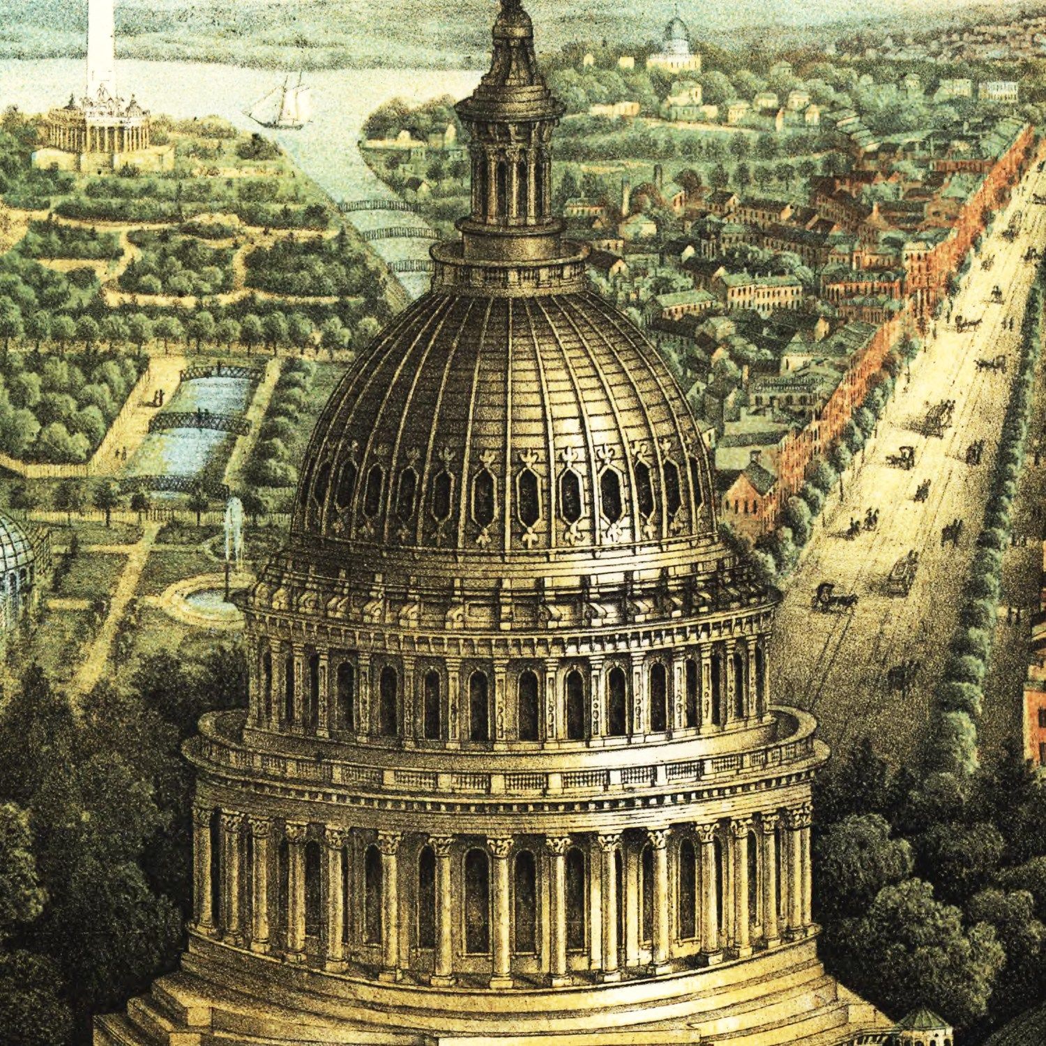 Vintage Map of Washington, DC 1871