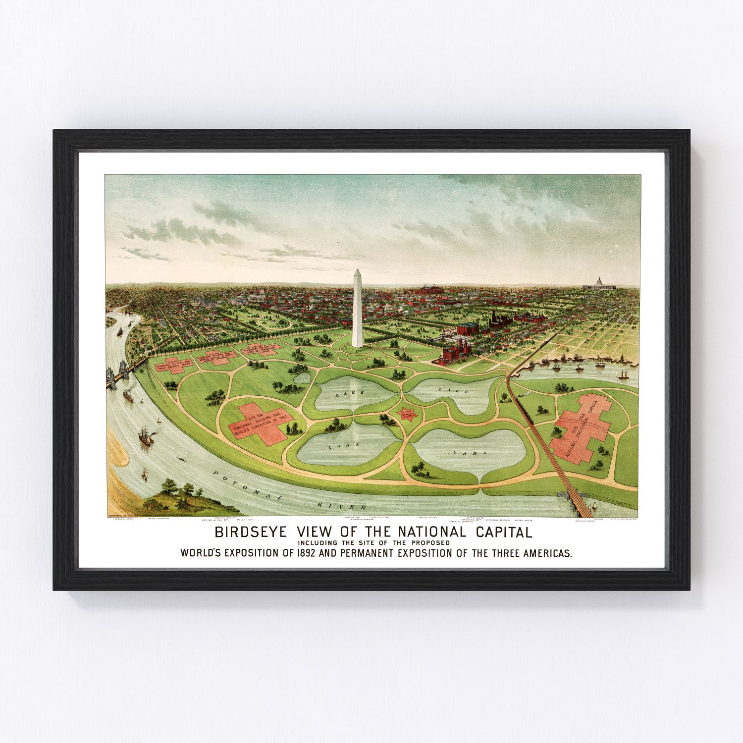 Vintage Map of Washington, DC 1892